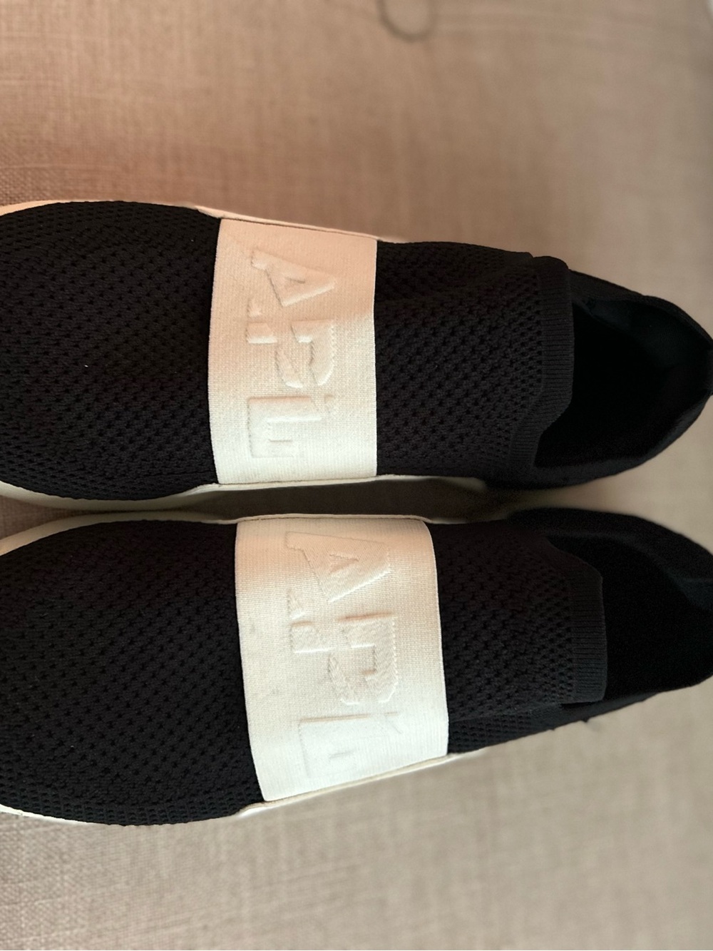 APL Slip-On Knit Sneakers in Black and White Contrast